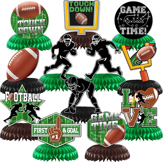 12Pcs Football Party Decorations Football Honeycomb Centerpieces Football Table Centerpiece Supplies for Football Birthday Party Tailgate Game Day Party Decorations Supplies
