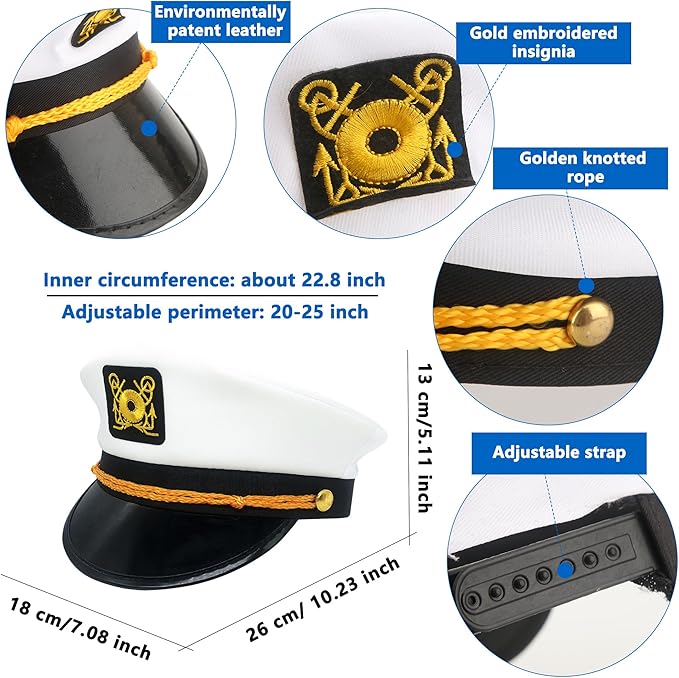 80 Pack Captain Hats Bulk Adjustable Yacht Sailor Captain Hat Sea Cap Ship Boat Hat for Adult Halloween Party Supplies