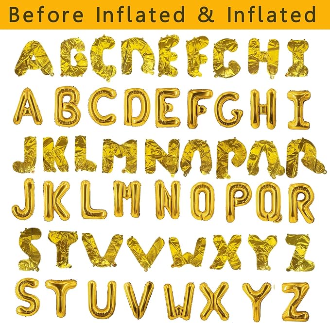 78 Pcs Gold Letter Balloons Foil Alphabet A to Z Balloons DIY Personalized Phrase Banner for Baby Shower Wedding Party Supplies Custom Decor 16 Inch(Letter A-Z 3 Set)