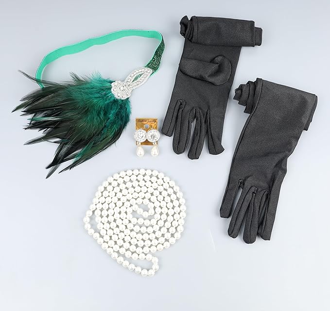 1920s Flapper Accessories Sets Roaring 20s Gatsby Costume Accessories Set for Women