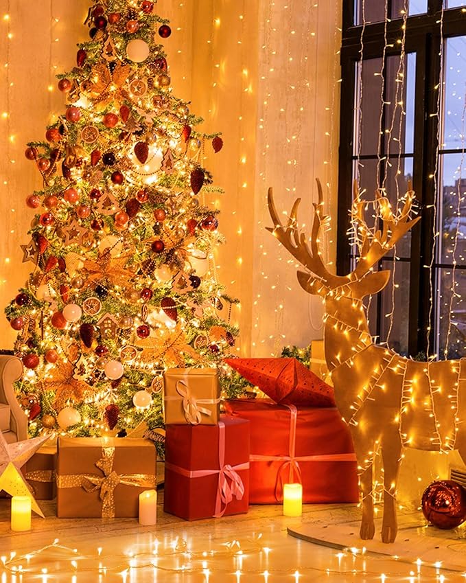 552FT 1400LED Christmas Lights, Extra Long Outdoor String Lights Waterproof, Timer & Memory, 8 Modes Dimmable Plug in Fairy for Outside Tree Wedding Patry Warm White