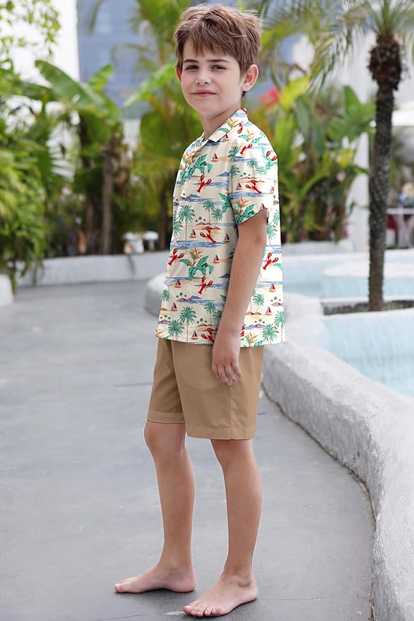 Cromoncent Matching Hawaiian Outfits for Family, Dad and Son Matching Luau Beach Tropical Shirts Mommy Daughter Tropical Sets