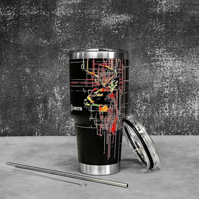 GRITR Stainless Steel Tumbler – 20oz/30oz, Insulated & Leakproof, Hot or Cold Drinks Anywhere, Travel Tumbler with Straw and Lids for Coffee, Water & Smoothies