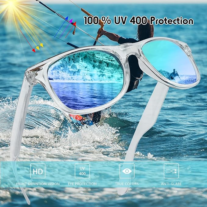 15 Pack Neon Party Favors Sunglasses Bulk, Retro Colorful Mirror Lens Sunglasses 80s 90s Party Glasses