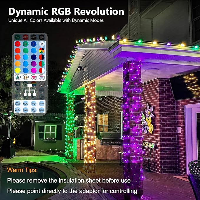 Brizled Color Changing Christmas Lights, 197FT 600 LED RGB Christmas Lights, Dimmable Xmas Tree Light, Multifunctional Indoor Outdoor String Fairy Light with Remote for Holiday Party Decor