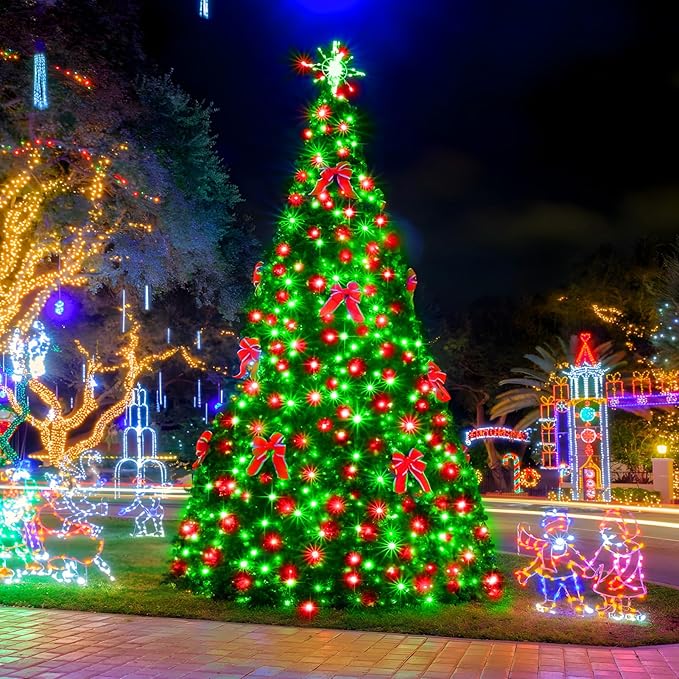 SAUIRS 403FT 1000 LED Christmas Lights Outdoor String Lights with 8 Modes Timer Waterproof Fairy Light Plug in for Outside Indoor Party Xmas Palm Tree Yard Wedding Decorations(Red and Green)