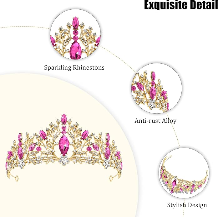 TAROSE Crowns for Women and Girls, Queen Crystal Gold Silver Tiaras with White Rhinestone and Combs, Goddess Crown for Wedding Bride Birthday Princess Bridal Shower Hair Accessories for Women