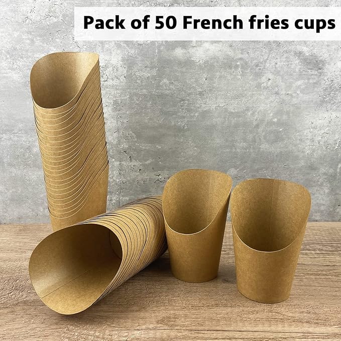 CAMKYDE 50 Pcs French Fries Holder, 12oz Disposable Paper French Fry Cups Charcuterie Cups for all Occasions (12oz)