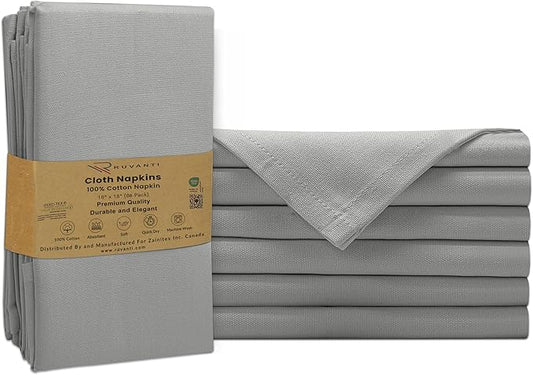 Ruvanti Premium Cloth Napkins Set of 6, 18x18 Inches, 100% Cotton, Washable, Soft & Absorbent, Perfect for Wedding, Christmas, ‎Thanksgiving Dinners - Wild Dove