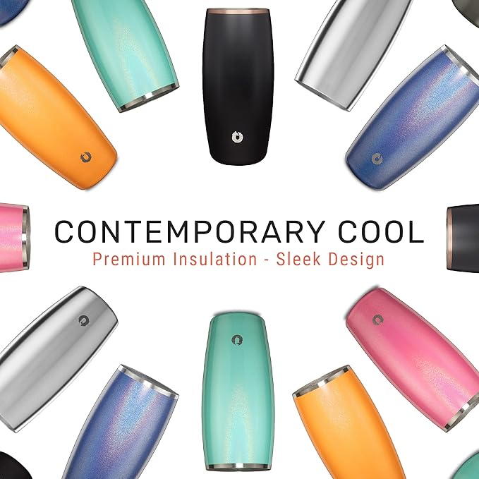 SNOWFOX Premium Vacuum Insulated Stainless Steel Beer Glass, Home Bar Accessories, Elegant Bartending, Lightweight Pint Glasses, Sleek Drinkware, Frosty Beverages Stay Cold, 18oz, Set of 2, Blue