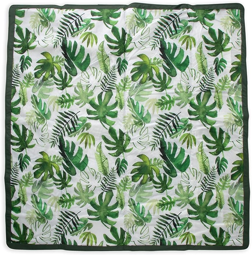 Little Unicorn 5'x5' Outdoor Family Picnic & Beach Blanket | Durable & Water-Resistant Fabric | Compact Fold & Easily Wipes Clean | Zipper Pocket (Tropical Leaf)