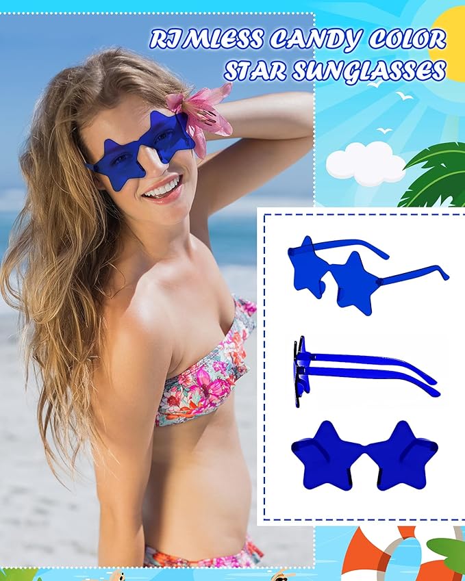 40 Pairs Rimless Star Sunglasses Bulk Wholesale Transparent Candy Color Star Glasses for Women Men Party Favors