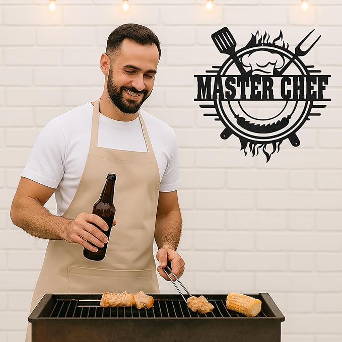 Custom BBQ Metal Sign Personalized Grill Name Wall Art for Outdoor Kitchen Patio Backyard Decor Fathers Gift for Dad Grandpa Husband Barbecue Smoker Area Sign, Grilling Lover Gifts 30