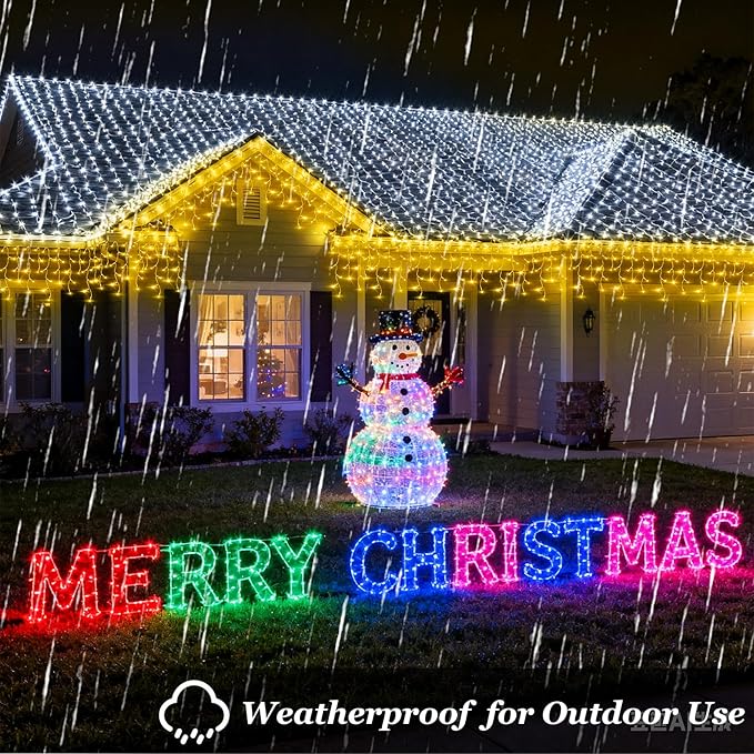 810 LED Christmas Lights Outdoor Indoor, 82ft Warm White String Lights with 180 Drops, 12 Modes Dimmable Curtain Lights with Timer, Waterproof Twinkle Fairy Lights for Bedroom Window Xmas Decor