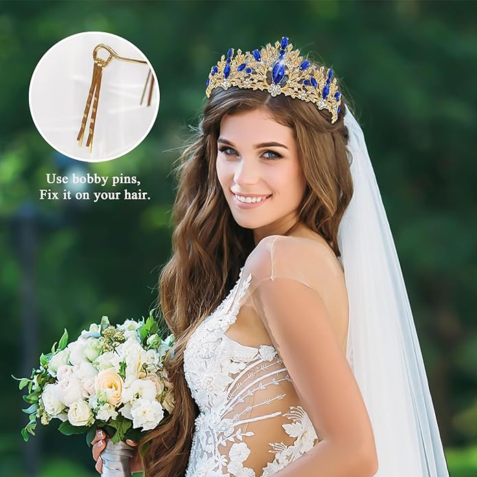 TAROSE Crowns for Women and Girls, Queen Crystal Gold Silver Tiaras with White Rhinestone and Combs, Goddess Crown for Wedding Bride Birthday Princess Bridal Shower Hair Accessories for Women