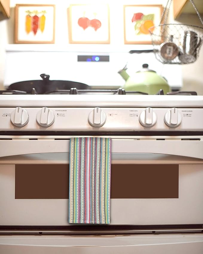 Urban Villa Cloth Napkins Beige Multi Stripes 100% Cotton Absorbent Dinner Napkins (Set of 12) 20x20 Inches Soft Durable Washable Reusable Ideal for Everyday Use Wedding Parties Cloth Dinner Napkins