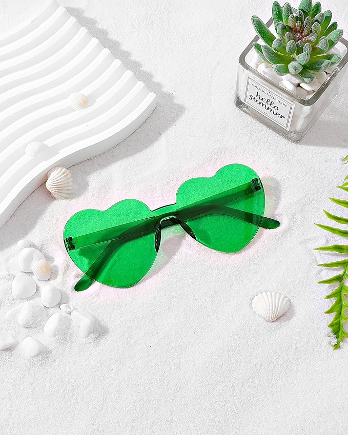 20 Pairs Heart Shaped Sunglasses Bulk, Colorful Rimless Fun Heart Sunglasses for Women Party Favors