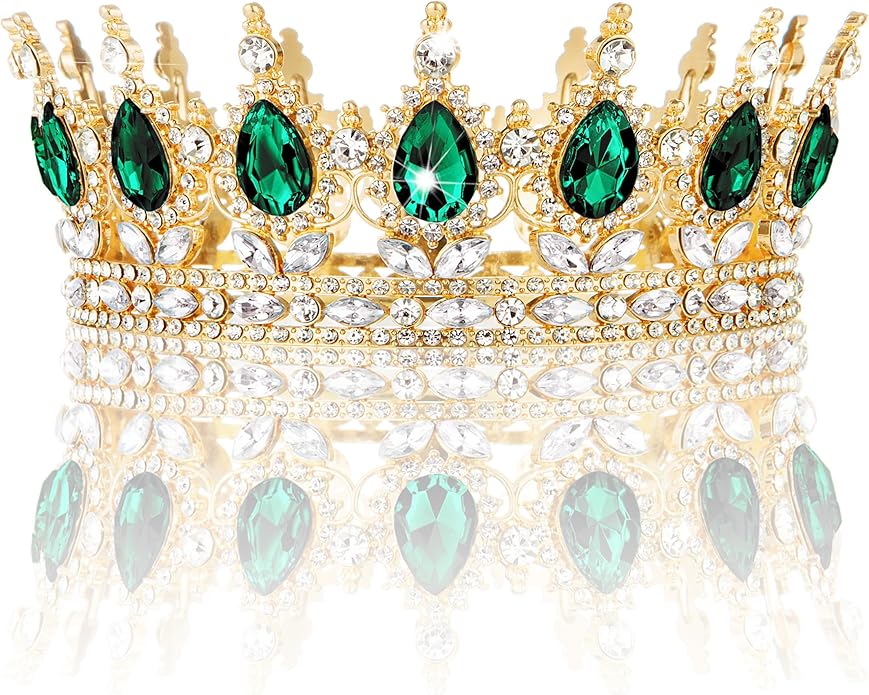 Gold Crown for Women, Crystal Queen Tiaras Headband Wedding Bridal Hair Accessories, Birthday Party Prom Cake Topper