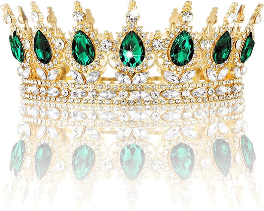 Gold Crown for Women, Crystal Queen Tiaras Headband Wedding Bridal Hair Accessories, Birthday Party Prom Cake Topper