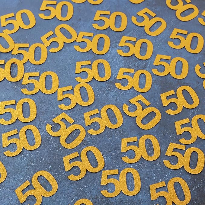 50th Happy Birthday Confetti Decorations - 50th Wedding Anniversary Party Table Decorations, Gold Glitter Number 50 Party Supplies