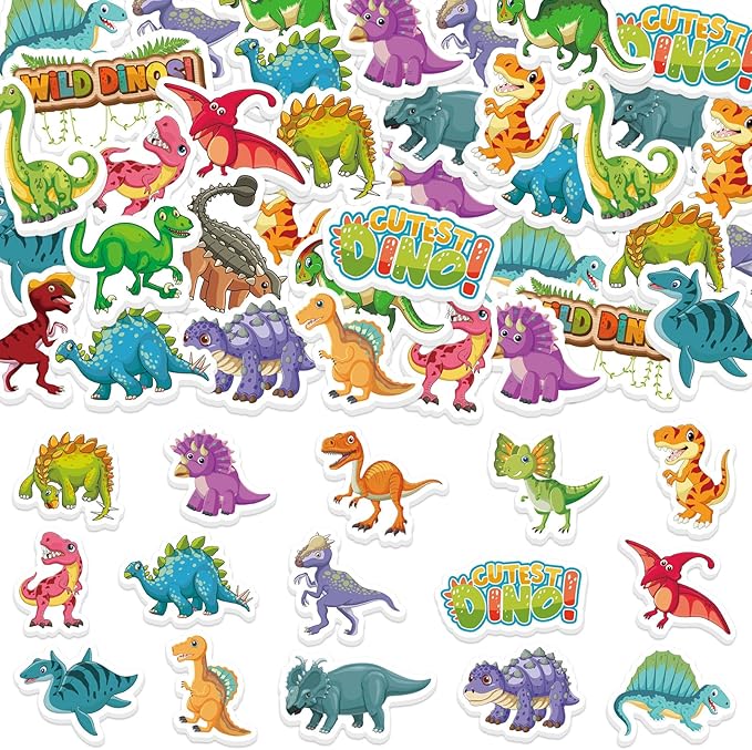 300Pcs Dinosaur Foam Stickers, Cute Self-Adhesive Dino Stickers Dinosaur Theme Decals Sticker Decorations for Home Classroom DIY Arts Crafts Dino Theme Party Favors Decor
