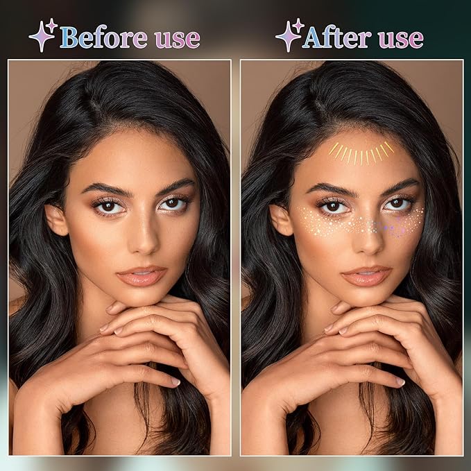 16 Pcs Glitter Freckles Face Tattoo, Holographic Sparkle Makeup Patches, Glitter Speckles Temporary Tattoos for Women, Kids, Concert, Festival, Carnival Party, Rave Accessories(10 Sheet)