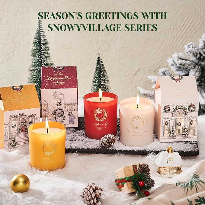M&SENSE Christmas Holiday Candle - Cinnamon Stick Scent, 8.1oz Soy Wax, Ideal Winter Home Decor Gift for Women and Men