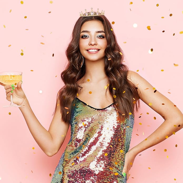 Gold Crown for Women, Crystal Queen Tiaras Headband Wedding Bridal Hair Accessories, Birthday Party Prom Cake Topper