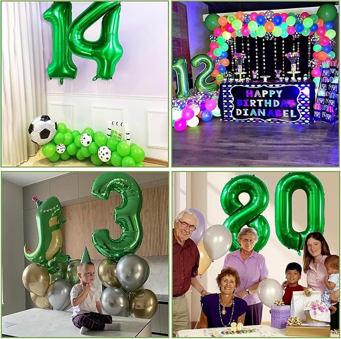 Green Number Balloons, 40 Inch Dark Green Balloon 3.3 Helium Balloon 3rd Birthday for 3 Years Birthday Party Wedding Anniversary Decoration Children Girls Boys