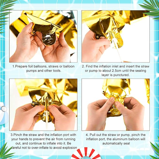 Summer Pool Beach Party Decoration, Pool Party Birthday Bash Party Decorations Tropical Balloons Banner for Kids Swimming Water Luau Tropical Hawaii Party Decoration Supplies