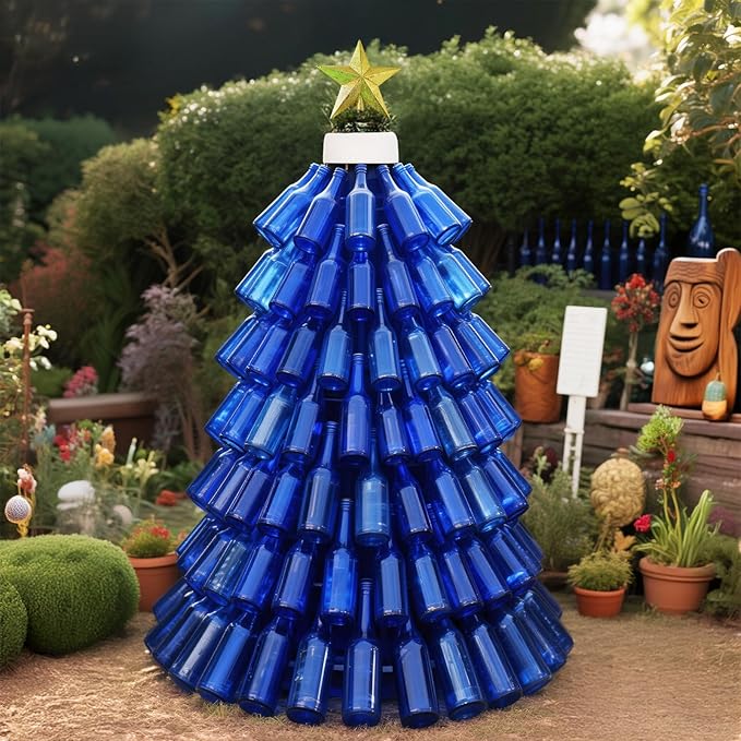 Rtteri 24 Pcs Decorative Colored Wine Bottles 375ml Empty Glass Bottles for Flowers Wedding Decor Centerpiece Christmas Party Favor DIY Crafts (Blue)