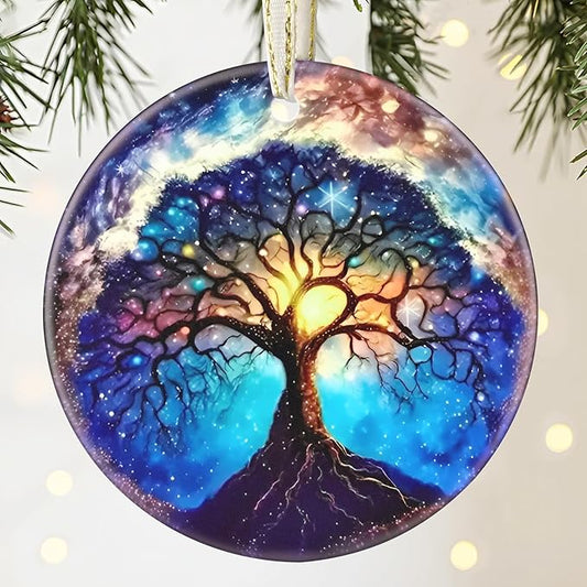 Tree of Life - 3.5 Inch Ceramic Hanging Ornament for Christmas Tree Decorations & Gifts