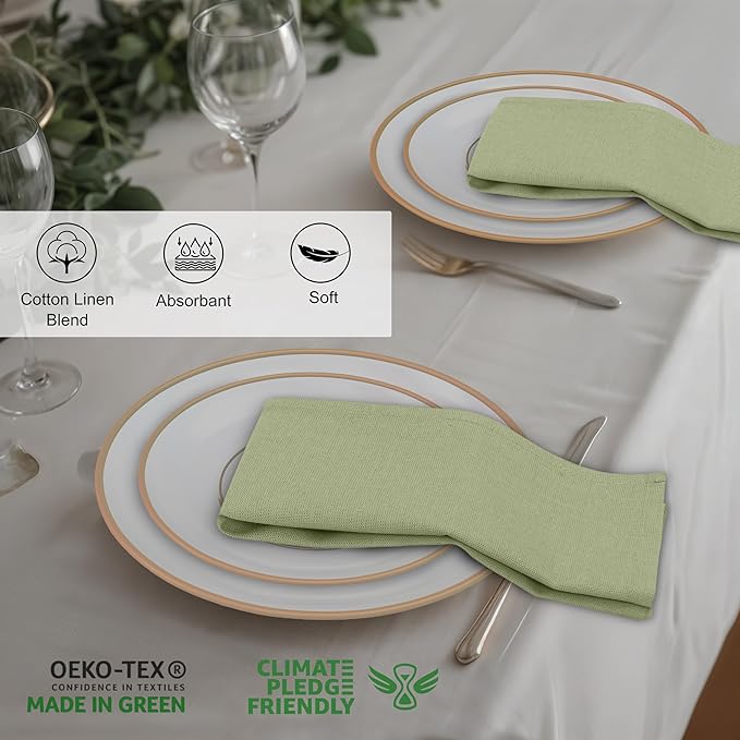 Ruvanti Linen Napkins Set of 6, 18x18 Cloth Napkins, Cotton Linen Blend Napkins Cloth Washable, Soft, Reusable Dinner Napkins for Wedding, Parties, Christmas, Thanksgiving, Everyday Use-MartiniOlive