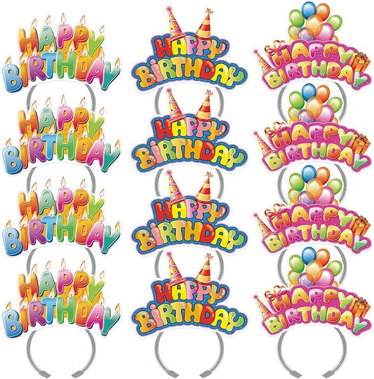 KKBES Happy Birthday Headbands, Paper Birthday Party Hats, 3 Patterns for Children and Adults Celebrating Birthdays