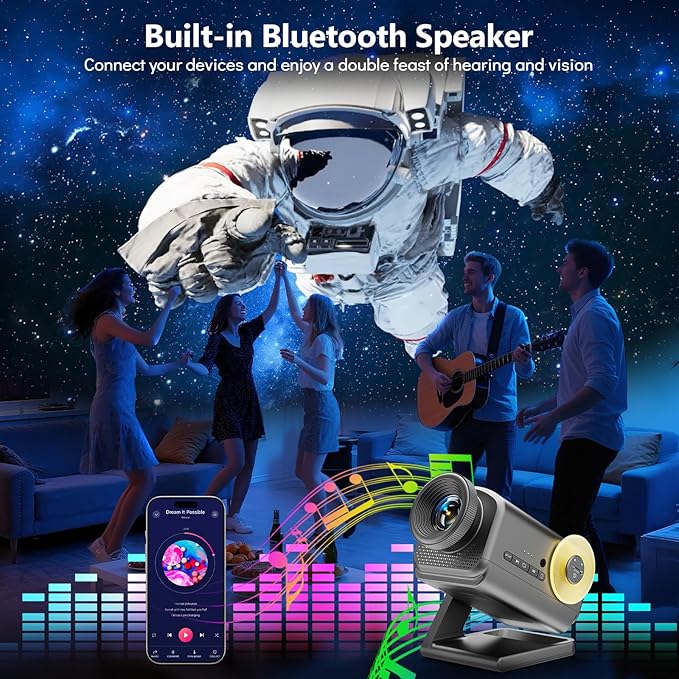 Rossetta 3D Projector, Mini HD 3D Galaxy Projector with Bluetooth Speaker & Remote, 1/2H Timer, 60 Themes, Night Light for Kids Bedroom, Room Decor, Birthday & Christmas Gifts for Adults, Girls, Boys