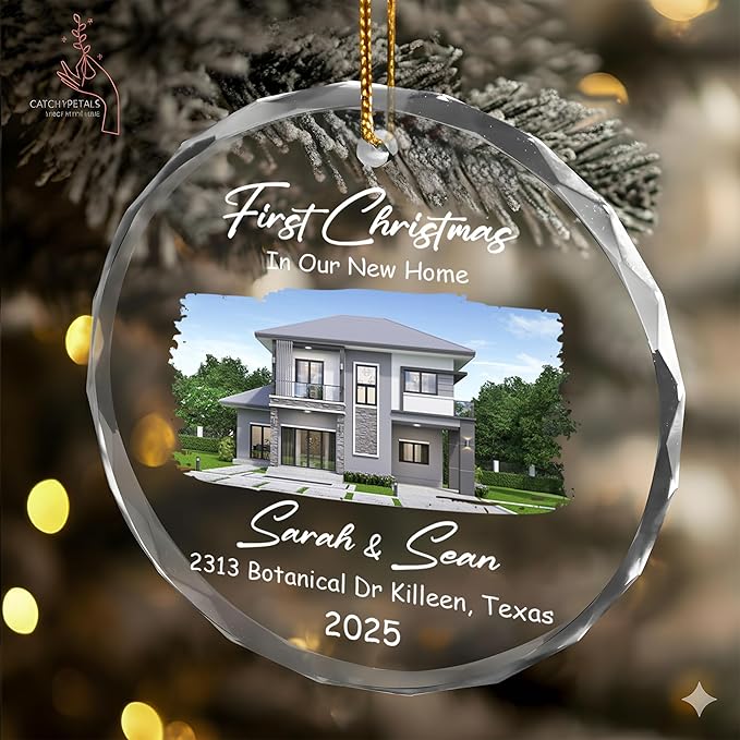 Personalized Crystal Christmas Ornaments with Photo, Custom Christmas Photo Tree Glass Ornaments, Elegant Crystal Keepsake for Family, Couples, Weddings & Christmas 2025 Gifts (#PGO03)