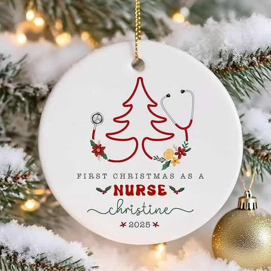 First Christmas As A Nurse Ornament, Nurse Gifts for Women, Christmas Ornaments 2025, Nursing School Graduation Gift, Grad Gifts for Him Her, Graduation Keepsake, Xmas Decorations 2025