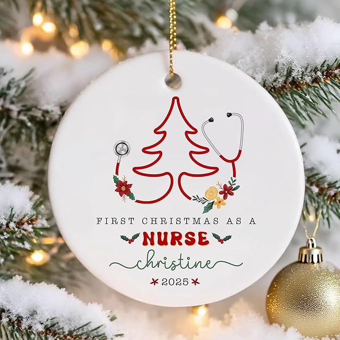 First Christmas As A Nurse Ornament, Nurse Gifts for Women, Christmas Ornaments 2025, Nursing School Graduation Gift, Grad Gifts for Him Her, Graduation Keepsake, Xmas Decorations 2025
