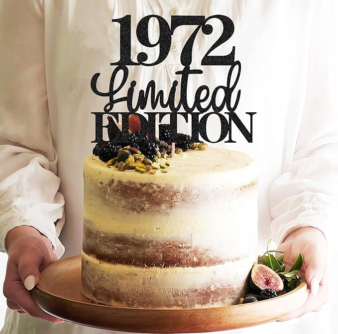 Limited EDITION 1972 Cake Topper - Black Glitter Happy 53rd Birthday Party Cake Decoration Supplies, Cheer to 53 Years Cake Bunting Decor for 53rd Birthday Party Photo Booth Props