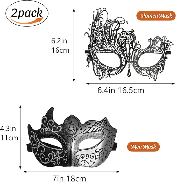 YU FENG Venetian Masquerade Mask for Women Couples Besties-Prom,Balls,Mardi Gras,Halloween and Parties Costume Mask