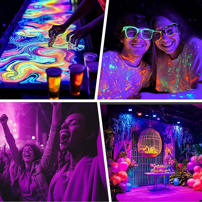 2 Pack 300W LED Black Light IP66 Waterproof,Blacklight with Plug and Switch,Flood Light for Glow Party,Halloween Decoration, Body Paint, Fluorescent Poster, Stage Lighting,Neon Glow,5.25Ft Cord
