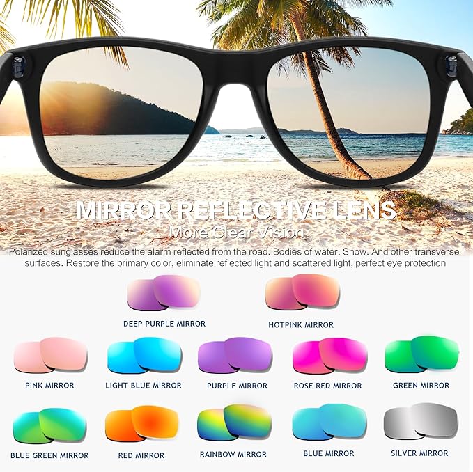 10/20 Pack Colored Sunglasses Mirrored Lens Bulk Party Glasses Classic Eyewear Birthday Beach Pool Unisex Adults