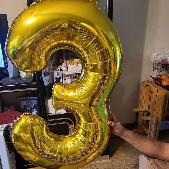 Smlpuame 40 inch Number Balloon 0-9 Gold Large Number 4 Balloons,Digital Balloons for Birthday Party Celebration Decorations Supplies, Helium Foil Number Balloons for Wedding Anniversary