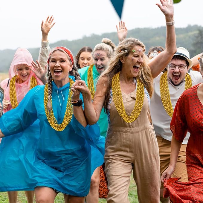 100 PCS Gold Bead Necklace, Gold Mardi Gras Christmas Beads Necklaces 33" Metallic Beaded Costume Necklaces Party Necklaces for Mardi Gras Parade Throws Wedding Birthday Pirate Party Favors