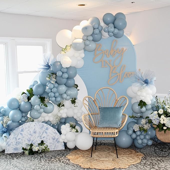 Dusty Blue Balloon Arch Kit Retro Slate Light Pastel Blue Beige Cream Sand White Neutral Party Balloons Garland Kit for Boys Bridal Baby Shower Gender Reveal Birthday Wedding Party Decorations