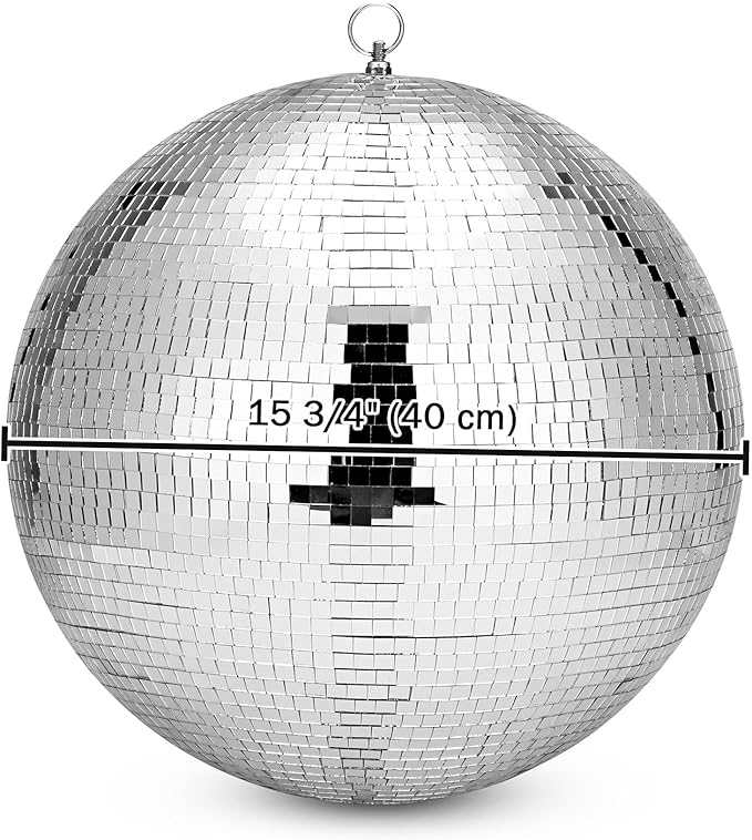 Yescom 16" Large Disco Ball Mirror Big Hanging Glass Decoration for 70s 80s Party Events Wedding DJ Dance Club Bar Stage Lighting Business Holiday Home Decor Silver