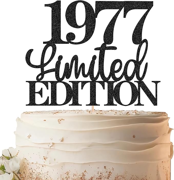 Limited EDITION 1977 Cake Topper - Black Glitter Happy 48th Birthday Party Cake Decoration Supplies, Cheer to 48 Years Cake Bunting Decor for 48th Birthday Party Photo Booth Props