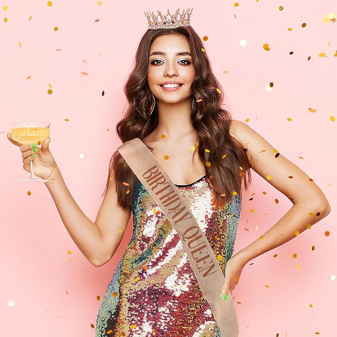 Gold Crown for Women, Crystal Queen Tiaras Headband Wedding Bridal Hair Accessories, Birthday Party Prom Cake Topper