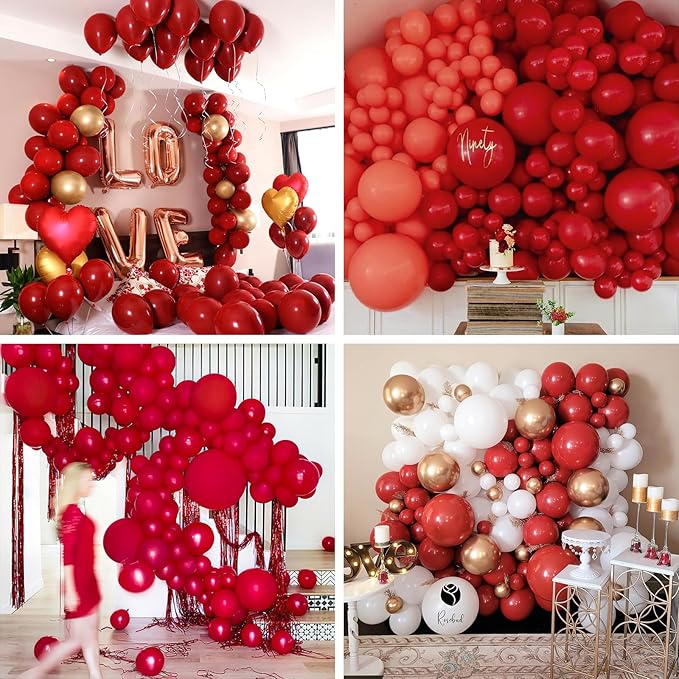 PartyWoo Maroon Balloons 100 pcs 12 Inch Burgundy Ruby Red Dark Red Latex Helium Balloons for Graduation Birthday Valentine's Day Thanksgiving Wedding Anniversary Party Decorations Red-Y75