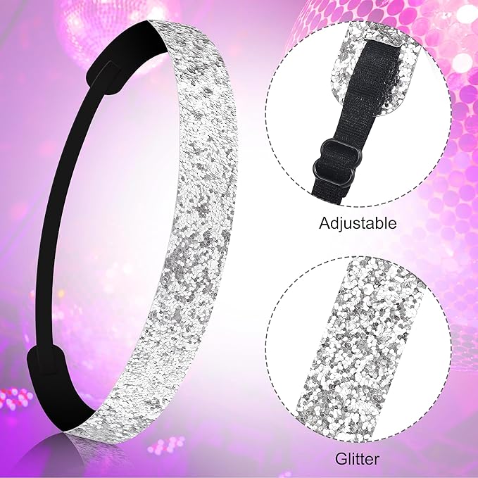 6 Pcs 70s Disco Accessories for Women Costume Jewelry Set Disco Earrings Ring Sequin Scarf Sunglasses Bracelet Headband